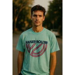 Vintage Kaiser Roll 88 T Shirt Screen Stars Best‎ Aqua XL Men